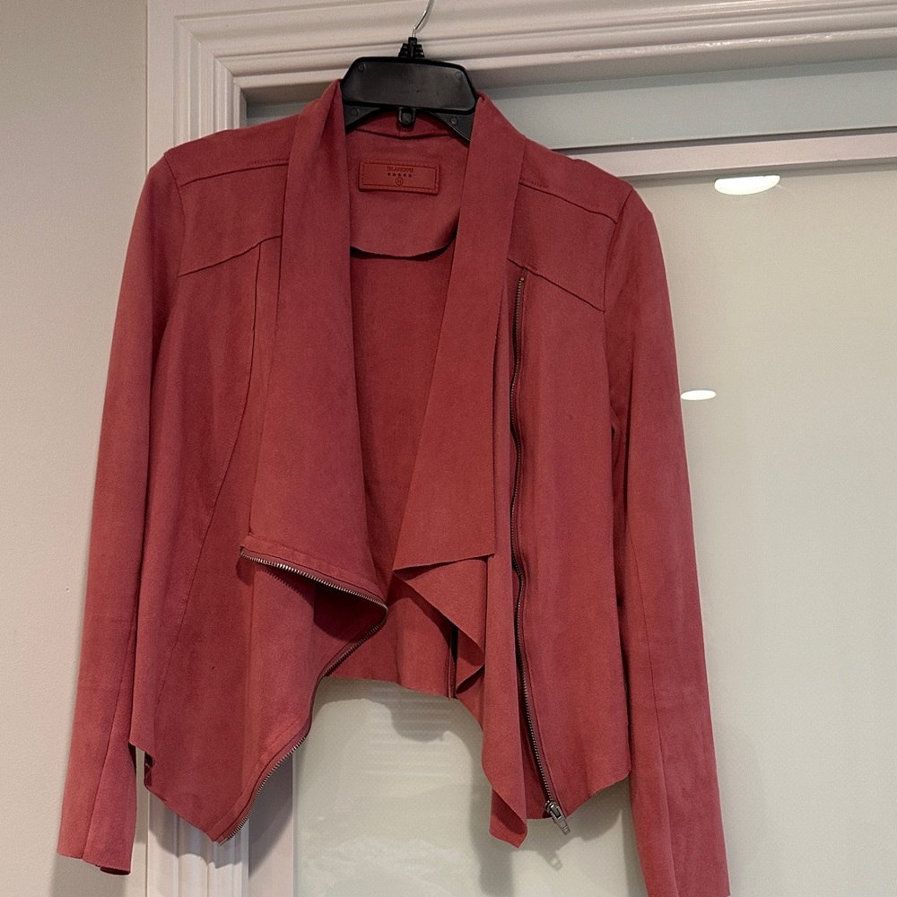 Blank NYC Rose Pink Draped Suede Blazer